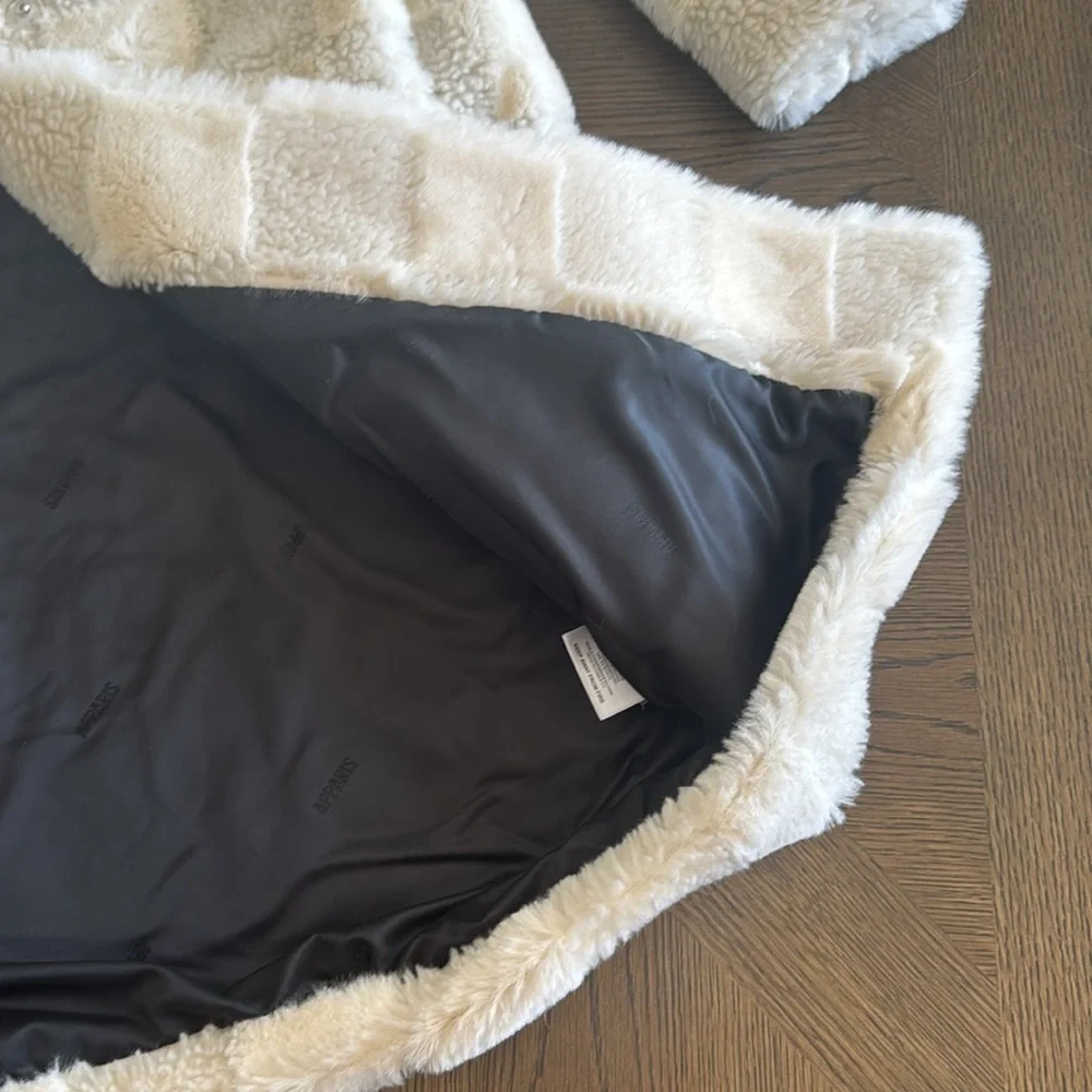 Apparis Tikka Checkerboard Faux Fur Coat, Size Small, $695